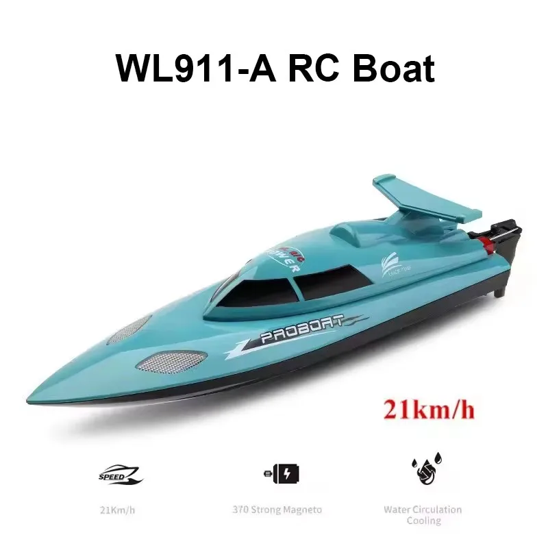 WL911-A RC Boat 21KM/H High Speed Self-Righting 2.4GHz Remote Control Racing Boat LED Lights ABS Hull RTR Toy Gift