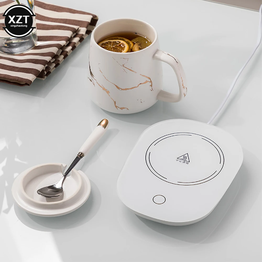 Heating Cup Thermostat Coaster USB/EU Plug for Home Office Daily Beverage Coffee Milk Cup Heating Mat