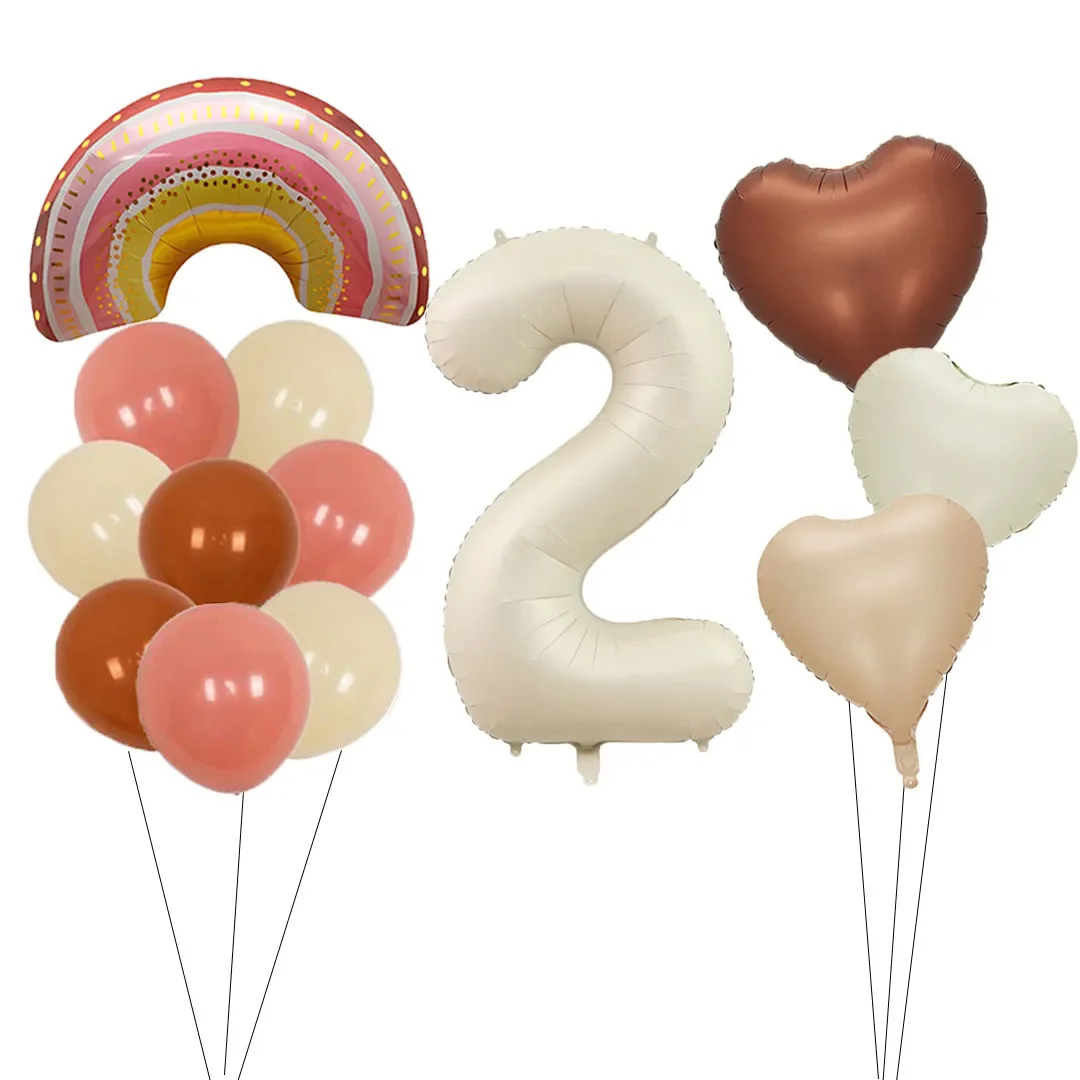 1 Set Groovy Bohemian Rainbow Birthday Party 40inch Cream Number Foil Balloon Retro Hippie Kids Adults Birthday Party Decoration