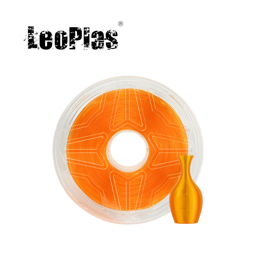 LeoPlas Clear Orange TPU Filament Transparent Flexible 1.75mm 1kg 95A Shore Hardness For 3D Printing Supplies