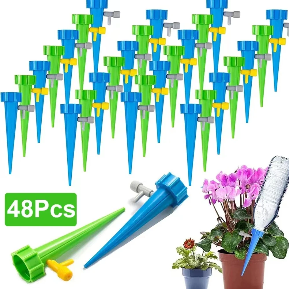 48pcs Auto Drip Irrigation Watering System Plant Dripper Spike Kits Garden Self Watering Planter Insert Plant Watering Devices