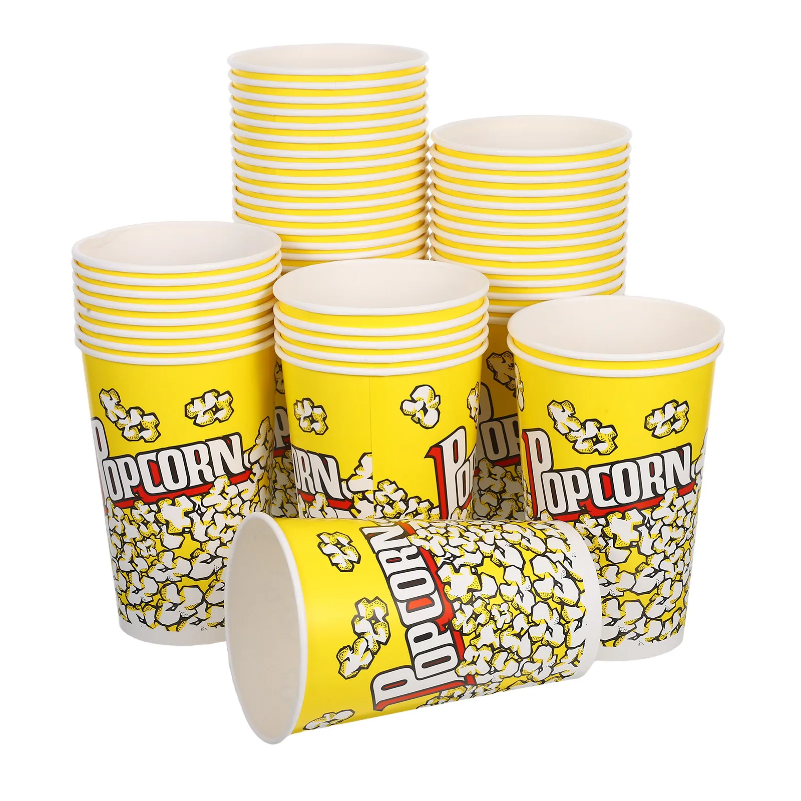 50Pcs Movie Popcorn Buckets 46Oz Colorful Oil Resistant Paper Popcorn Boxes for Party Supplies Candy Cotton Candy Fried Chicken