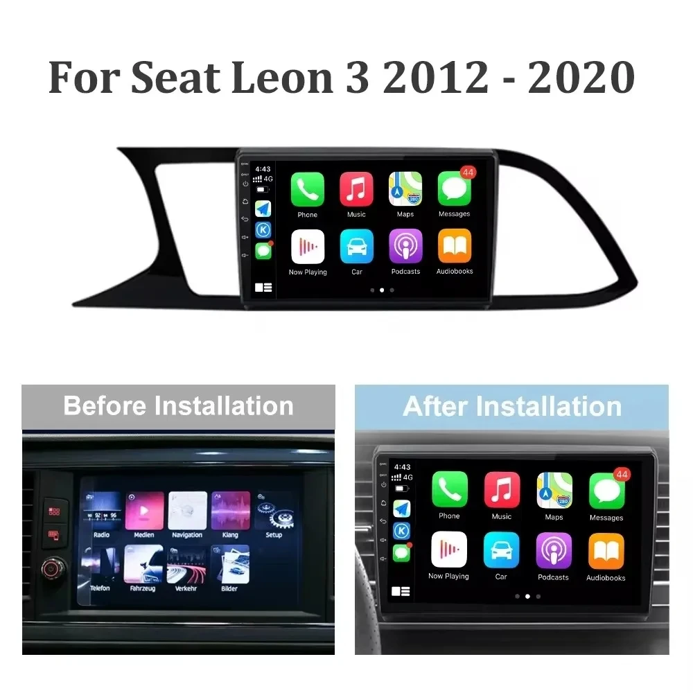 Android 15 WIFI+4G Carplay Auto For Seat Leon 3 MK3 2012-2020 Car Radio GPS Navigation Multimedia Video Player Stereo 360 Camera