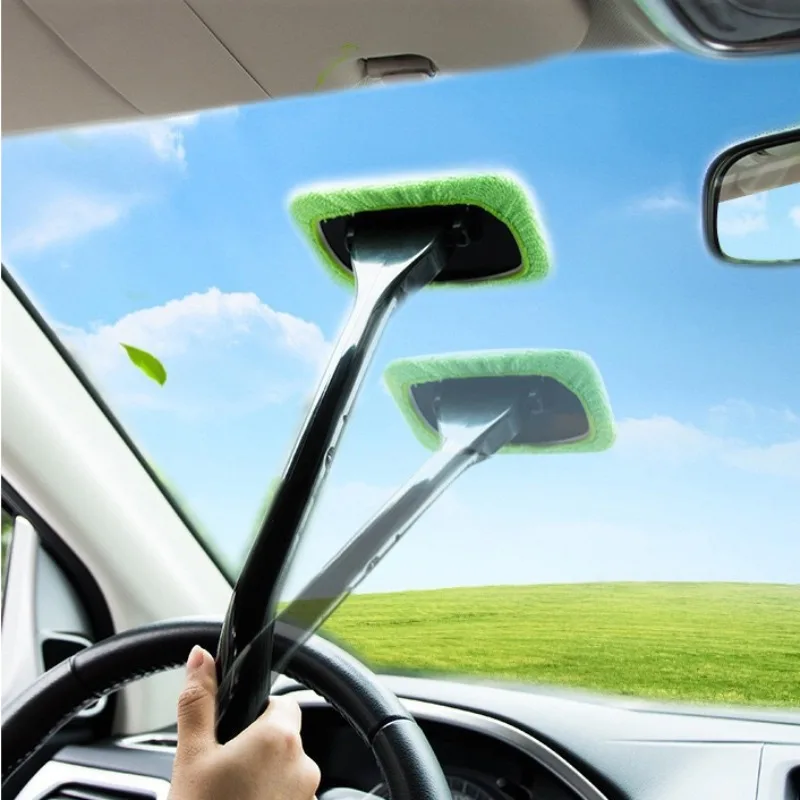 

Car Window Cleaner Brush Kit Windshield Cleaning Wash Tool Inside Interior Auto Glass Wiper with Long Handle Car Accessories