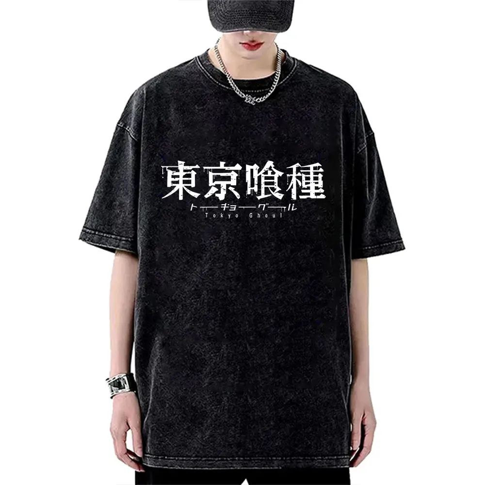 

Washed Vintage Anime Tokyo Ghoul Kaneki Ken Centipede Graphic T Shirt Men Women Fashion Cartoon Manga Merch Short Sleeve T-shirt