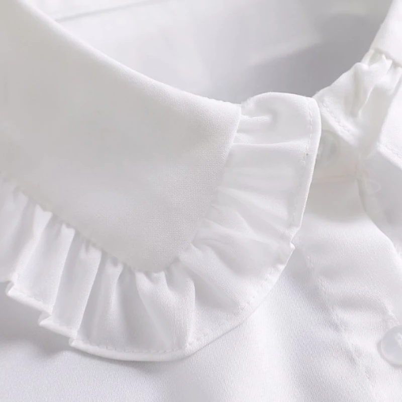 Chiffon bianco bordo fungo colletto finto maglione di pizzo decorativo camicetta top cravatte colletti decorativi falsi staccabili