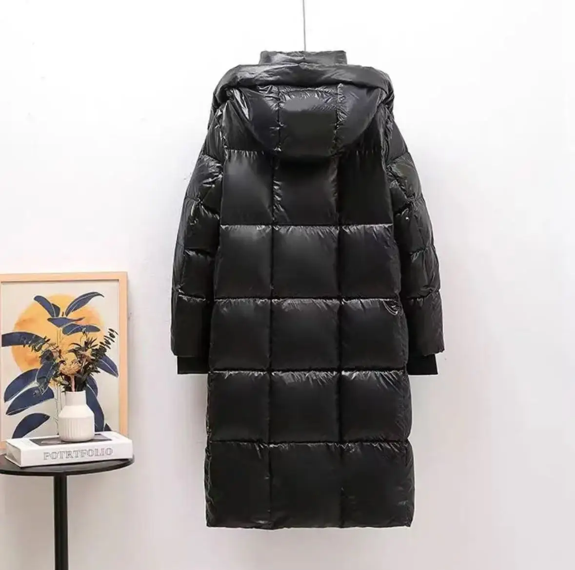 Hooded Parka Women Down Coat Parkas Zipper Cardigan Overcoat Outerwear Spliced Pockets Long Sleeve Windbreaker Casual Winter