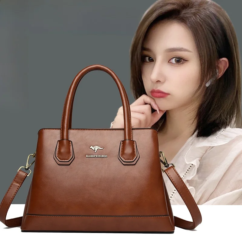

Ele Leather Handbag Large Capaci Commuter Women's Bag Single oulder Satchel Crossbody Bag Trendy Mom Bag 2025 New Model