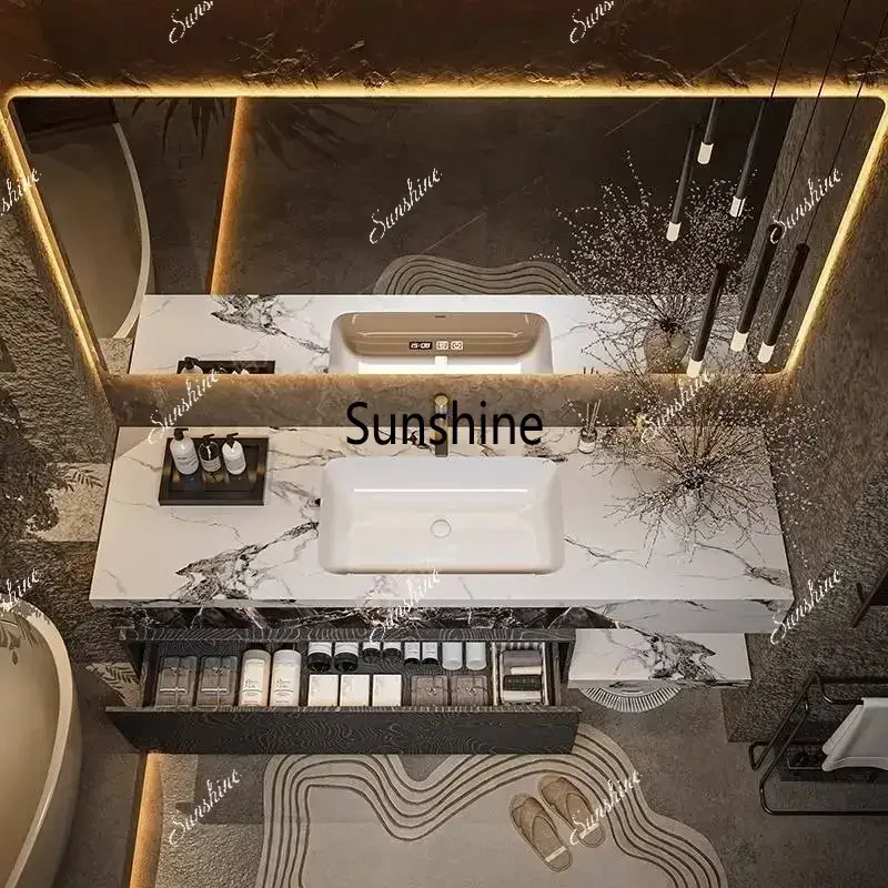 Classic Modern Bathroom Cabinet Hanging European Sink Storage Bathroom Cabinet Mirror Smart Meuble Salle De Bain Furniture Home