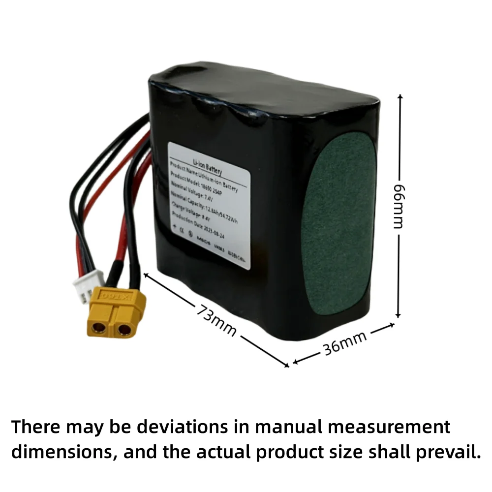 18650 2S4P High Capacity UAV Li-ion Rechargeable Battery 7.4V 12.8Ah For Various RC Airplane Drone Quadrotor XH2.54-3P XT60