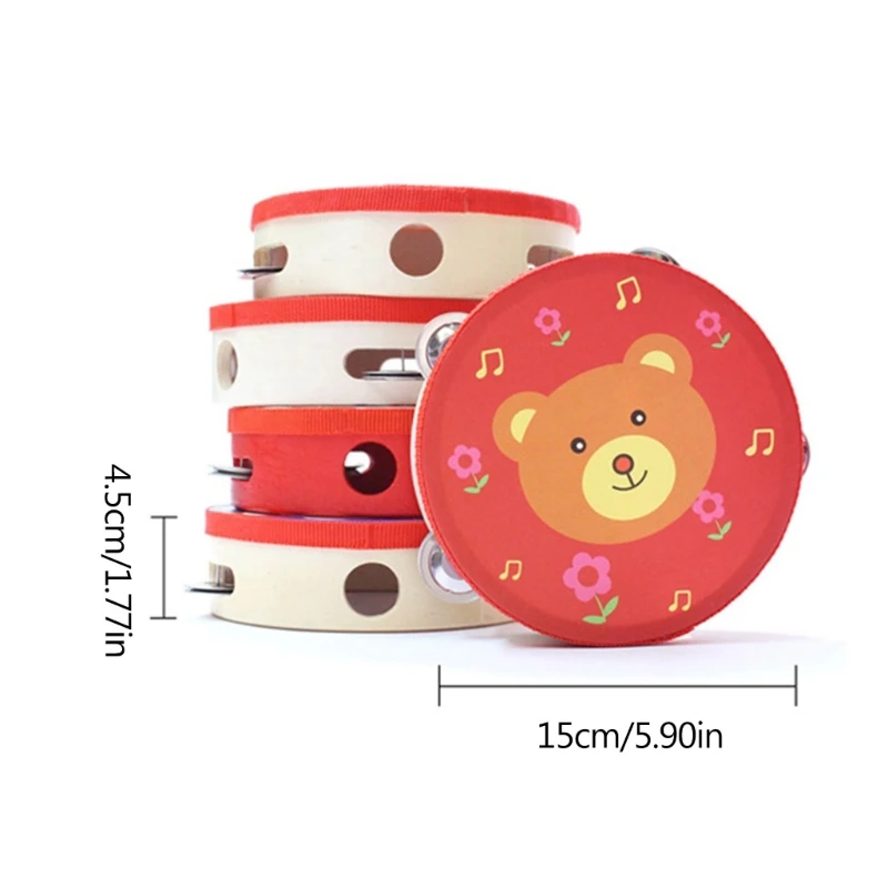 Children Kids Music Toy Cartoon Mini Musical Beat Instrument Hand Drum Hand Held Tambourine Drum Bell for Party Game