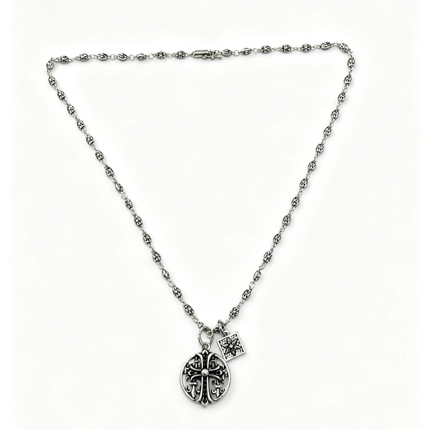 

S925 sterling silver neck cross frame charm round brand pendant necklace new fashion CH eternal jewelry