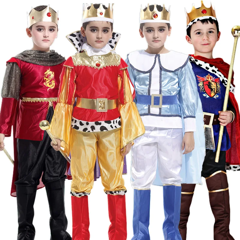 

Anime Prince Cosplay Costume for Boys Halloween The King Prince Costume Carnival Party Cloak Scepter Crown Jacket Suit