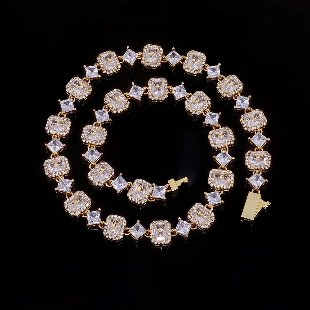 

ESKEEM Custom Square Rectangle CZ Tennis Chain Hip Hop Fine Jewelry Tennis Necklace Bracelet Men Women Crismasday Gift