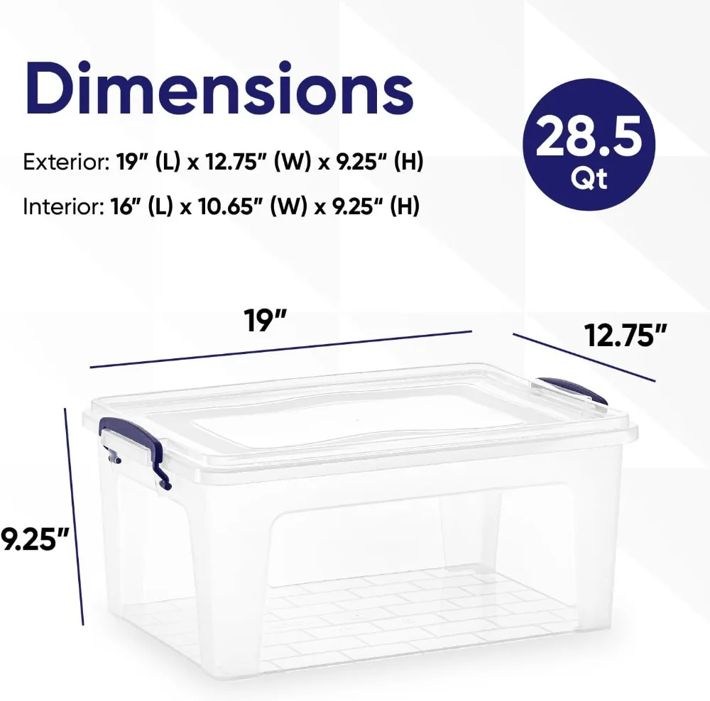 

28 Quart Clear Plastic Storage Bin with Lid, Stackable Organizer Container for Home Garage Office School