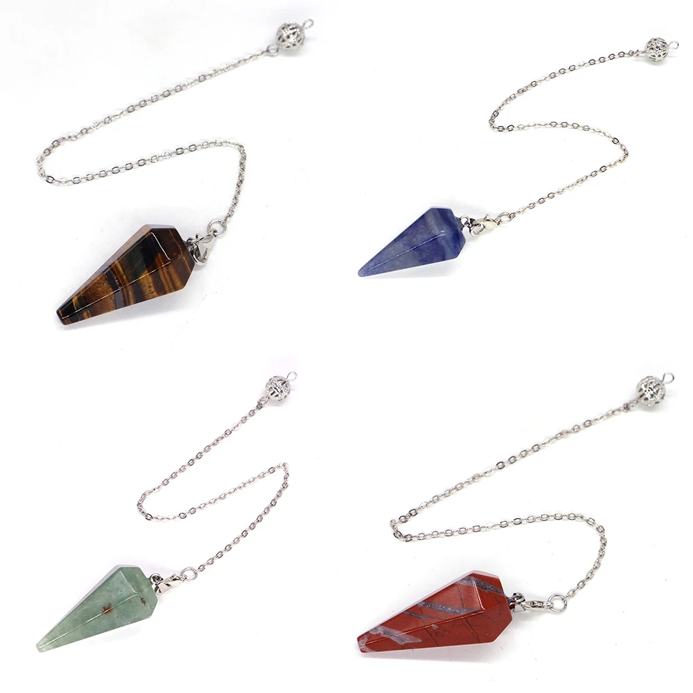 Healing Pendulum for Divination Quartz Pendulums Biolocation Natural Gem Stone Reiki Crystals Pendulos Pendant Lots Wholesale