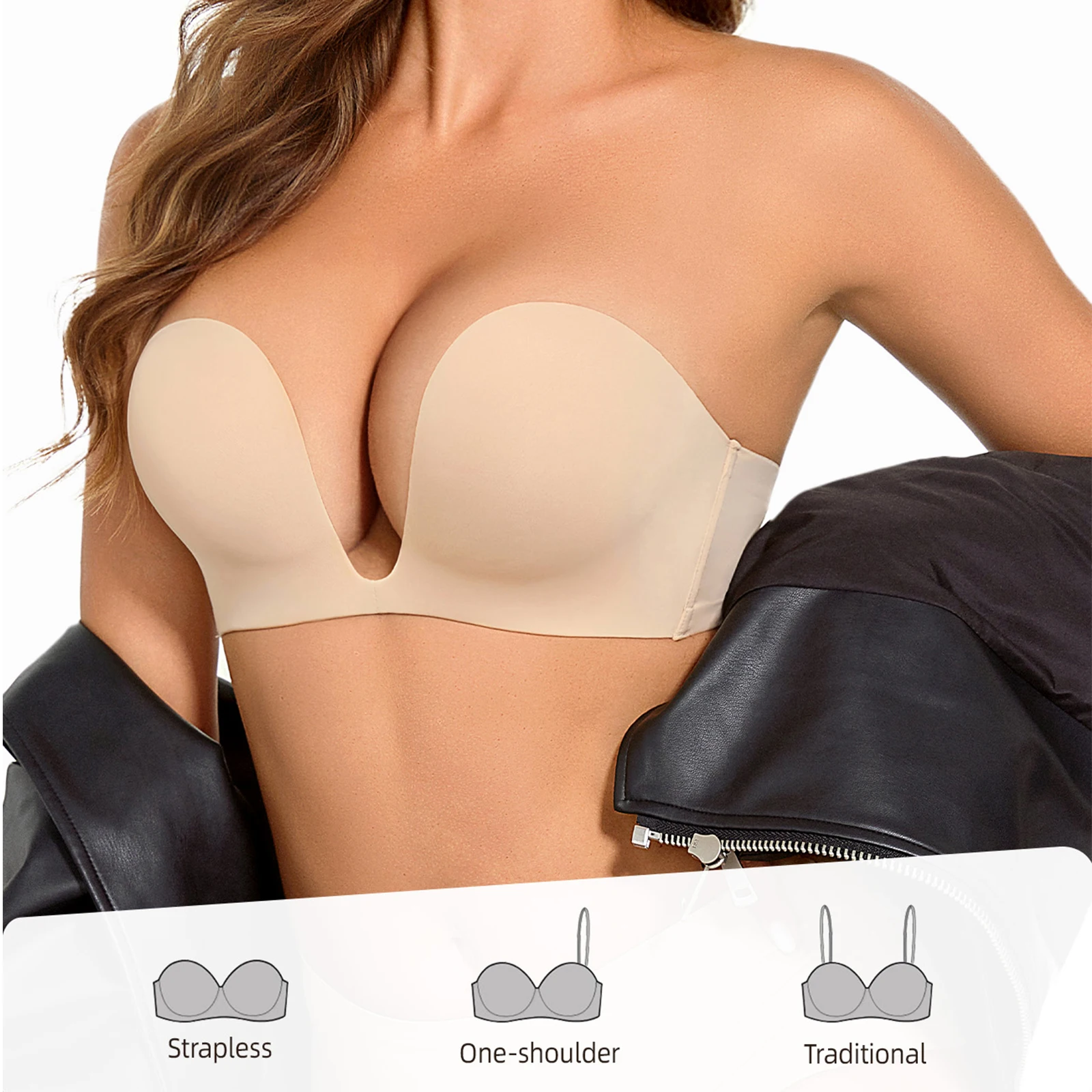 

Новый женский бюстгальтер, невидимый бюстгальтер на косточках с тонкой чашкой, дышащий бюстгальтер с подкладкой на спине, без бретелек, на одно плечо, с перекрестной спинкой, бюстгальтер пуш-ап