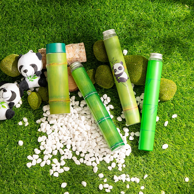 custom.LOKYO Popular Cute Panda Shape Cold Dinks Disposable to Go Reusable Pet Plastic Bottle with