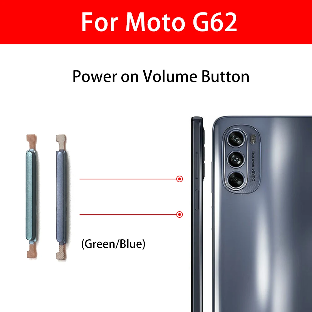 Für Motorola Moto G22 G32 G52 G62 G72 G82 5G Seitentaste Power und Lautstärketaste Ersatzteile