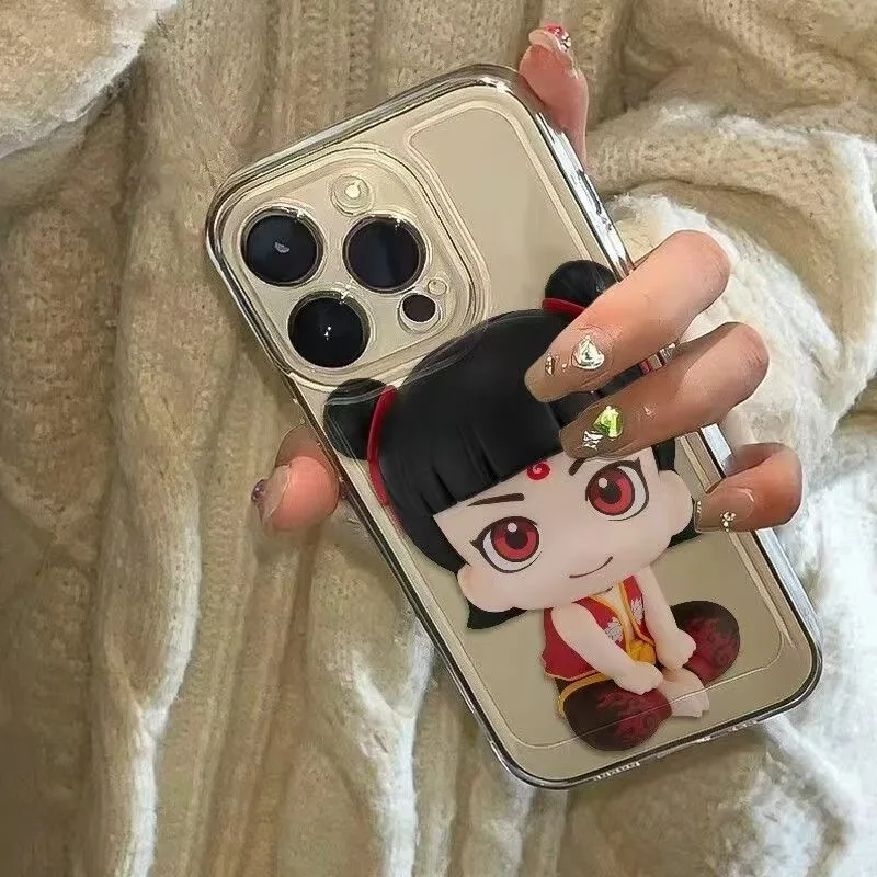 

2025 Chinese Cartoon Nezha Pattern Clear Phone Case For iPhone 16 15 14 13 12 Pro Max Soft Silicone Transparent Cover