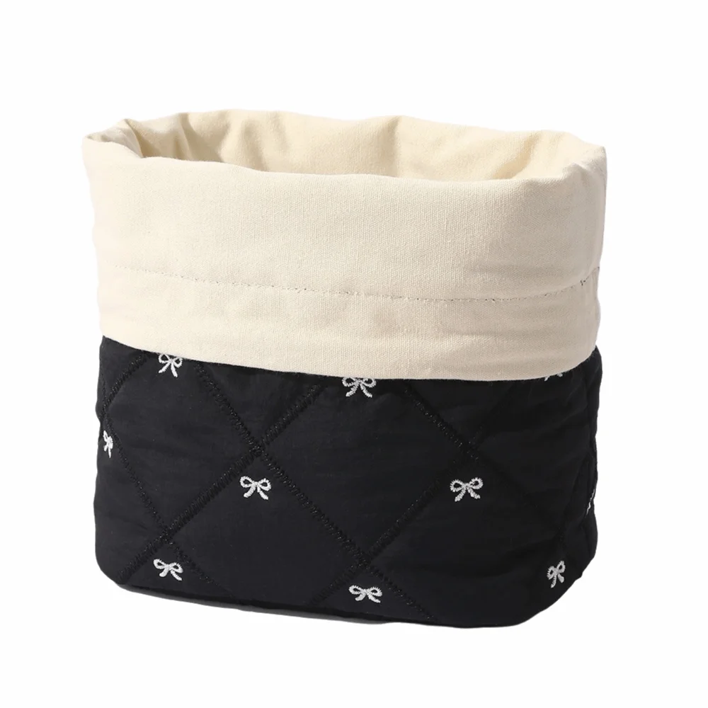 Bowknot Printed Drawstring Makeup Bag Large Capacity Soft Fabric Cosmetic Storage Bag Lightweight Portable Sundries Organizer
