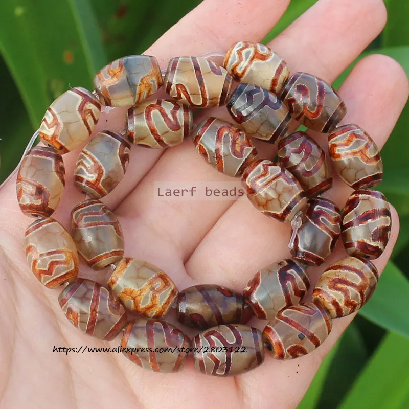 8pcs ,10x14mm Natural Agate Ancient FireBrown Tibet Dzi beads, Many patterns, For DIY Jewelry Making !