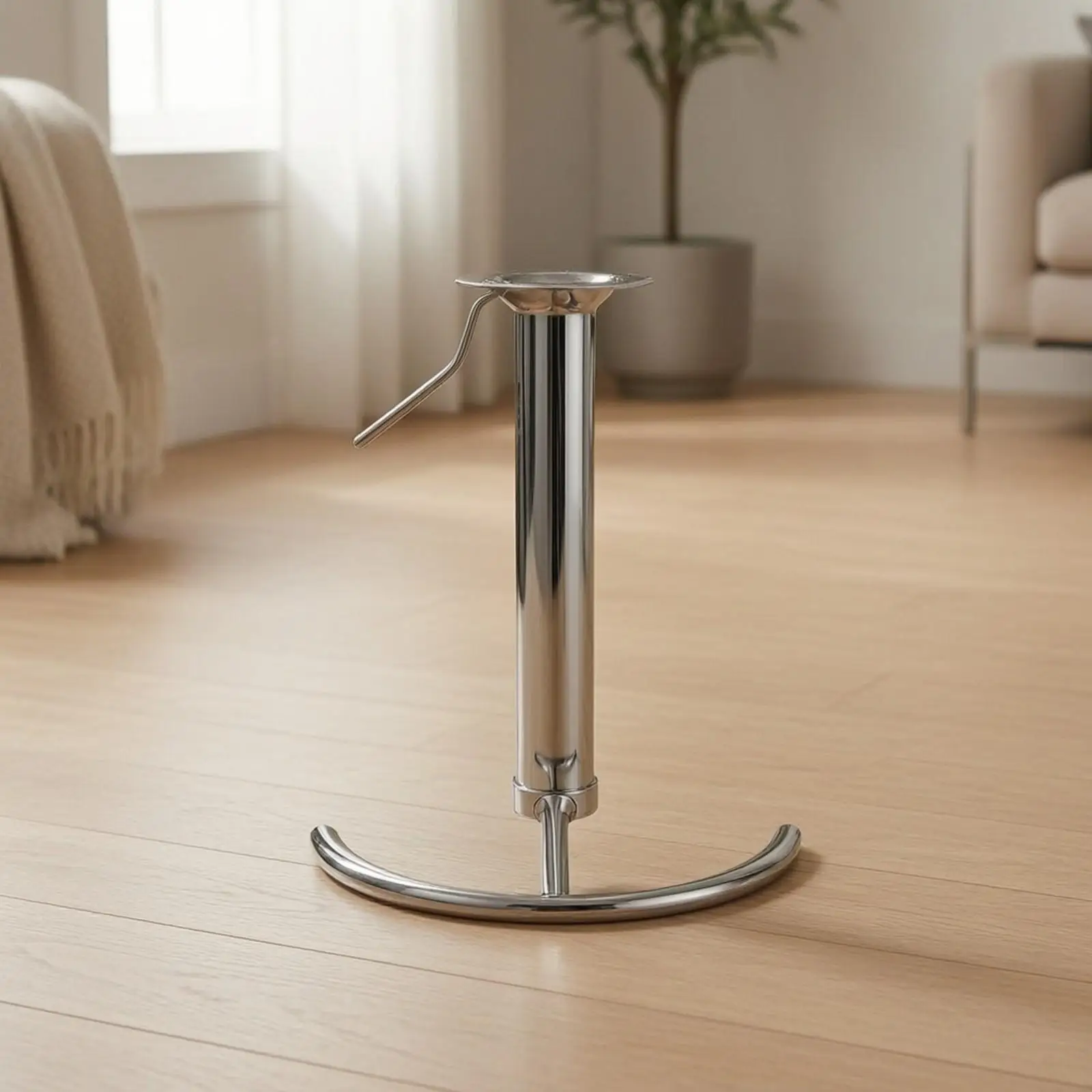 Electroplated Stool Base Hardware Replacement with Curved Footrest Round Top Plate for Custom Bar Stools and Dining Seating