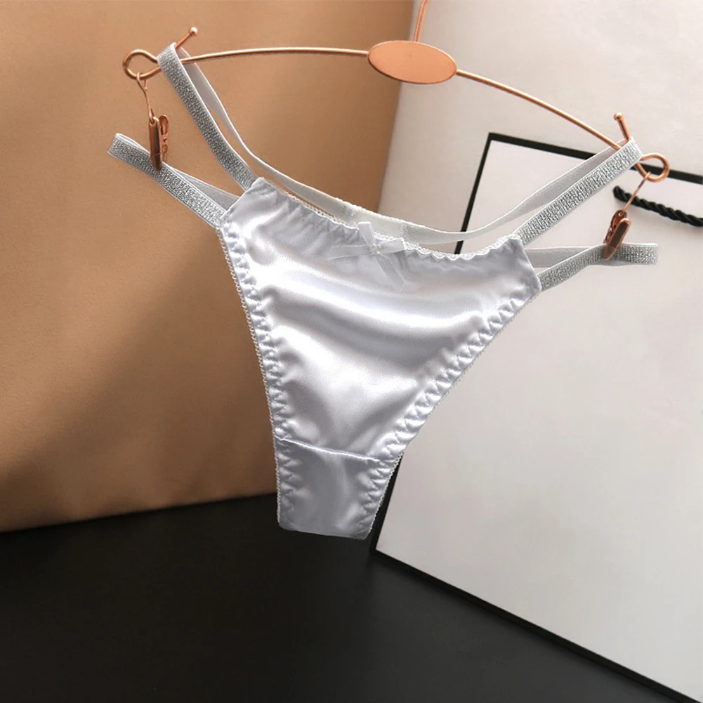 

Women Sexy Silky Thongs Panties Lingerie T-back G-string Low Waist Comfortable Knickers Quick-dry Underwear Lightweight Briefs