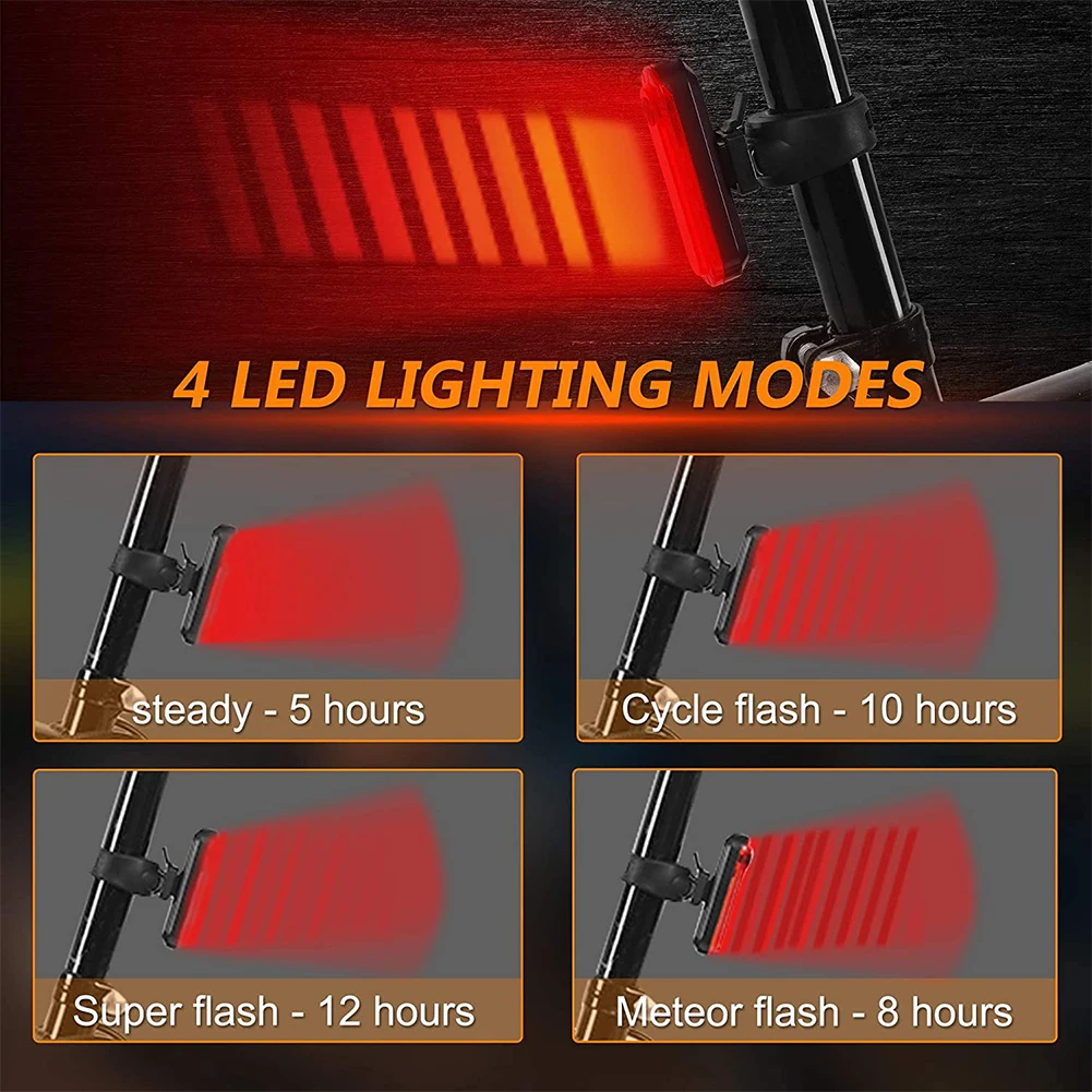 1/2pcs Bright Bicycle Rear Light USB Rechargeable Cycling Taillight Safety Flashlight 4 Modes LED Bike Tail Light Accessories