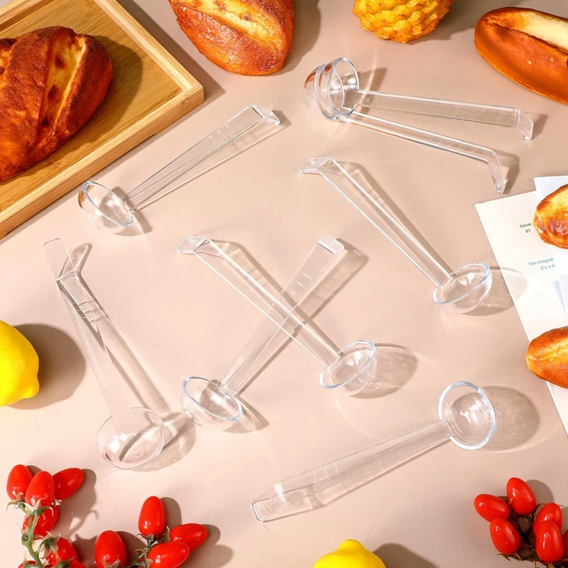 10 Pieces 1.2Oz Small Ladle Clear Plastic Ladle For Serving Dressings Punch Bowl Salsa Sauce Toppings