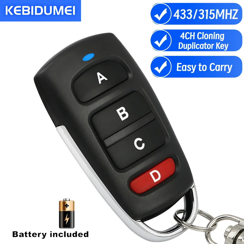433Mhz RF Copy Remote Control Key 315mhz 4CH Transmitter Duplicated Cloning Code Car Key Fob Electric Garage Door Opener