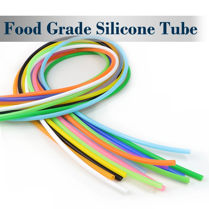 ID 2/3/4/5/6 mm×OD 4/5/6/7/8 mm Colorful Silicone Tube Flexible Rubber Hose High Temperature Nontoxic Food Grade Soft Drink Pipe