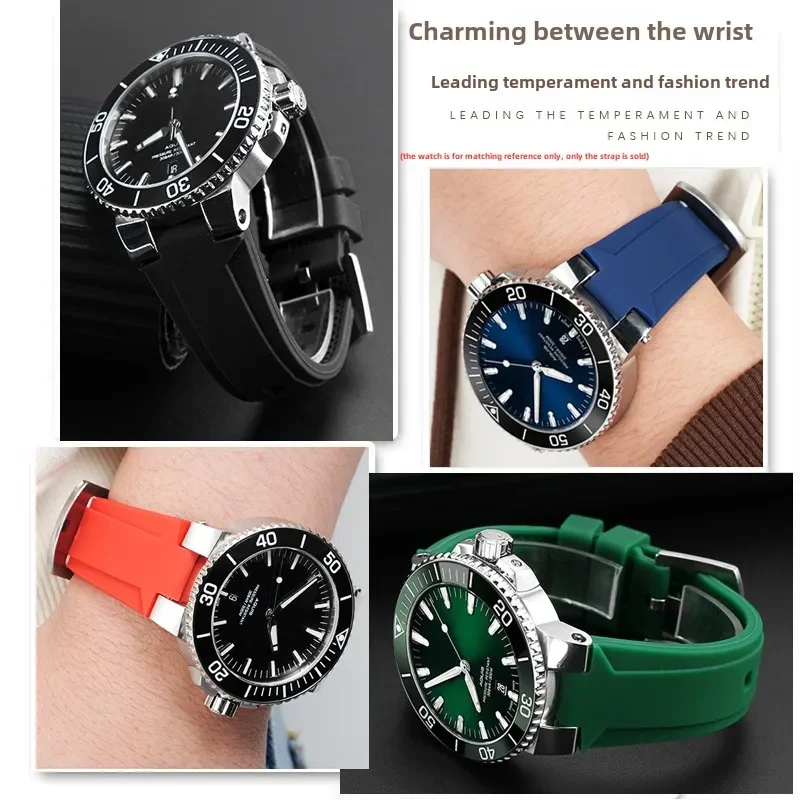 عالية الجودة حزام ساعة سيليكون سوار ل أوريس أكويس 7330 7740 سلسلة 22x11 مللي متر 24x11 مللي متر 24x12 مللي متر محدب نهاية ساعة مطاطية الفرقة