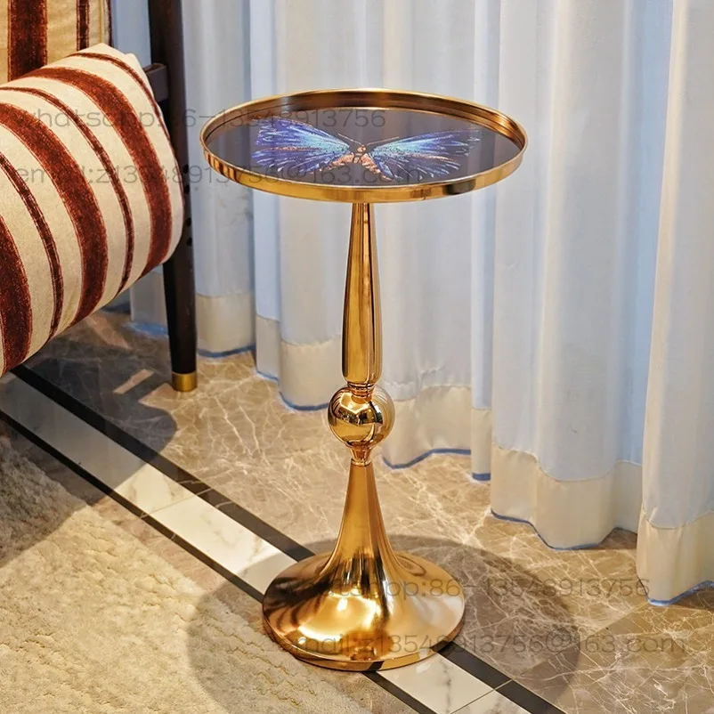 

Light Luxury Gold Edge Corner Table Living Room Sofa Coffee Table French Creative Home Luxury