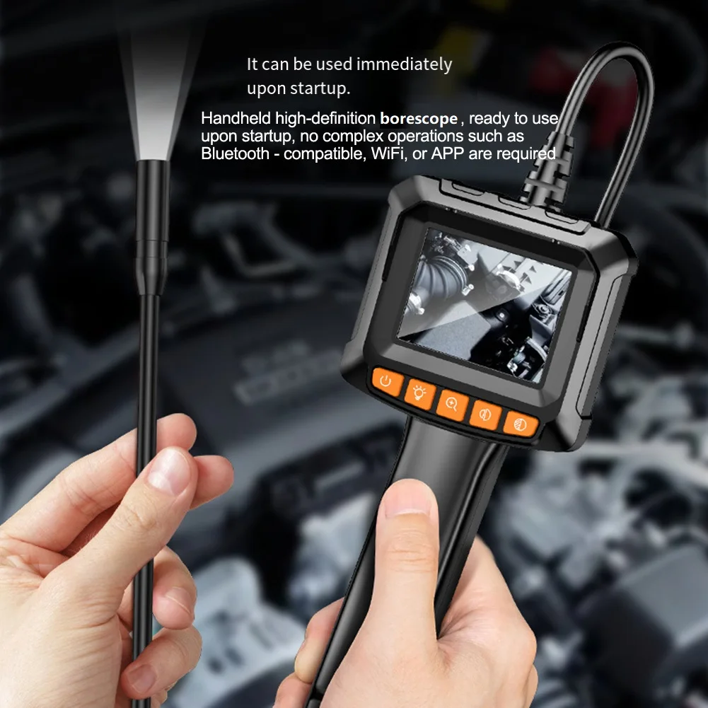 Handheld Borescope 1920P Inspection Camera 2.4 Inch Screen 8 LED Lights IP67 Waterproof Snake For Scope For Pipe Car