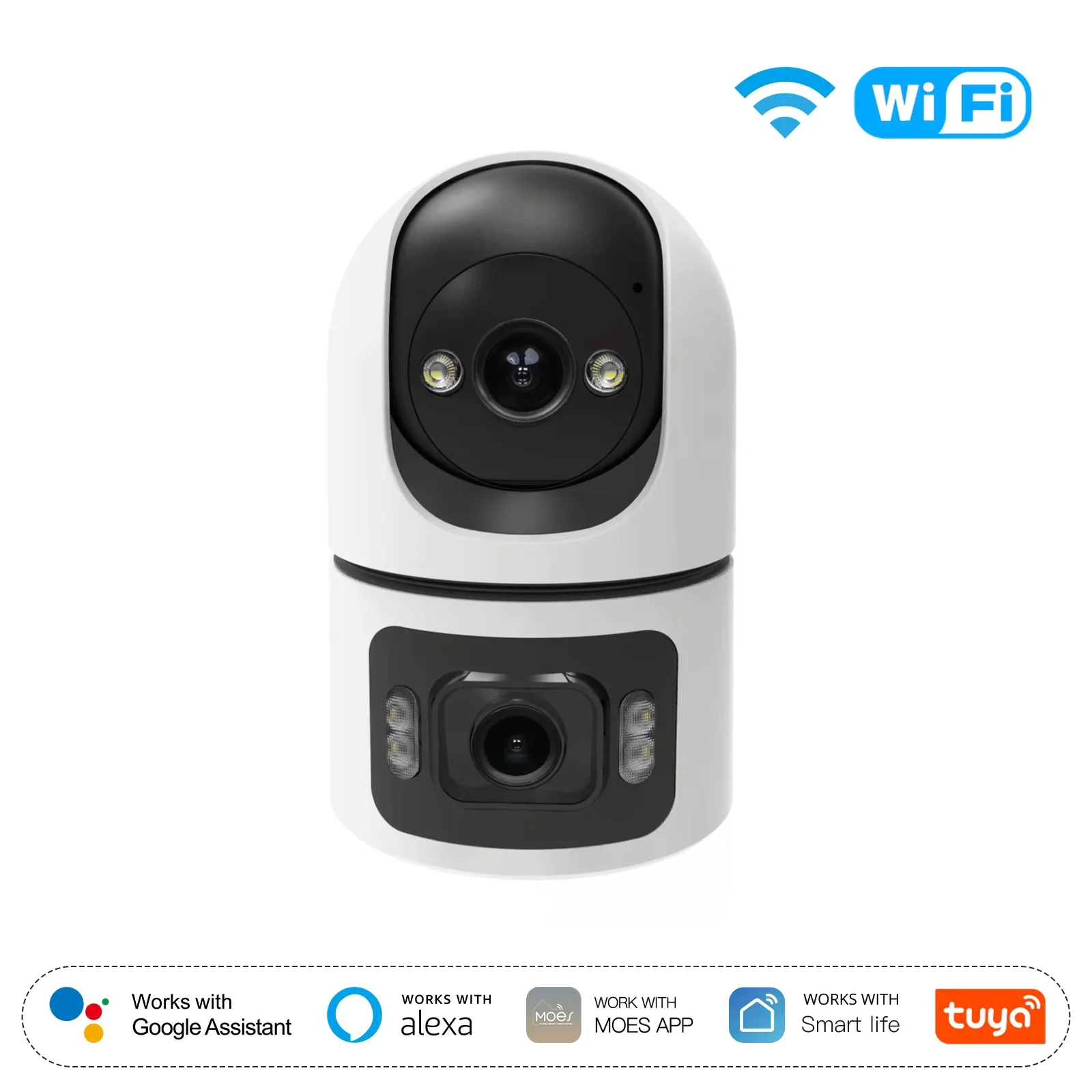Moes Tuya WiFi Indoor Smart Camera 4MP Dual Screen Lens 2.4G/5G Infrarood Nachtzicht Bewegingsdetectie Auto Track Tweerichtingsaudio