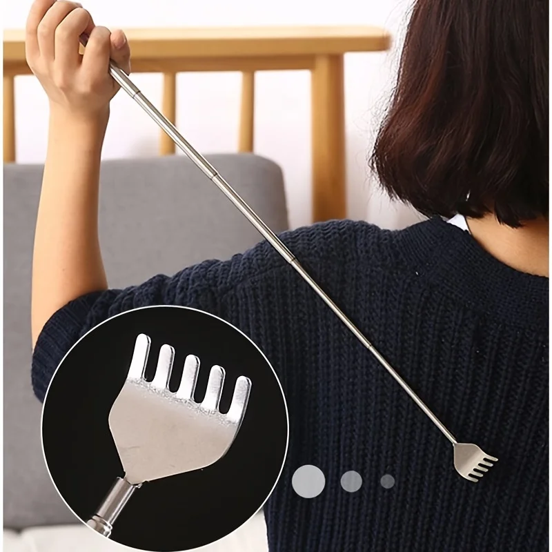 Stainless Steel Telescoping Back Scratcher Extendable Portable Itch Relief Massager Tool with Pocket Clip for Home Office Travel