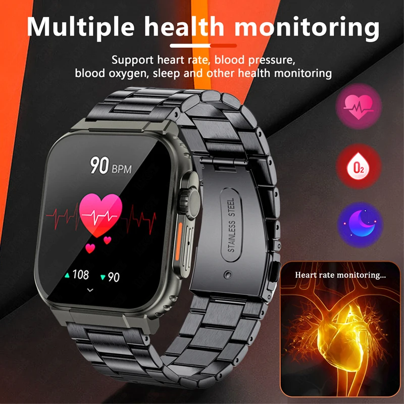 LIGE-Montre intelligente à cadran SIRI pour homme, fonction statique, grande batterie 600mAh, musique TWS, 100 +, montre intelligente de sport,