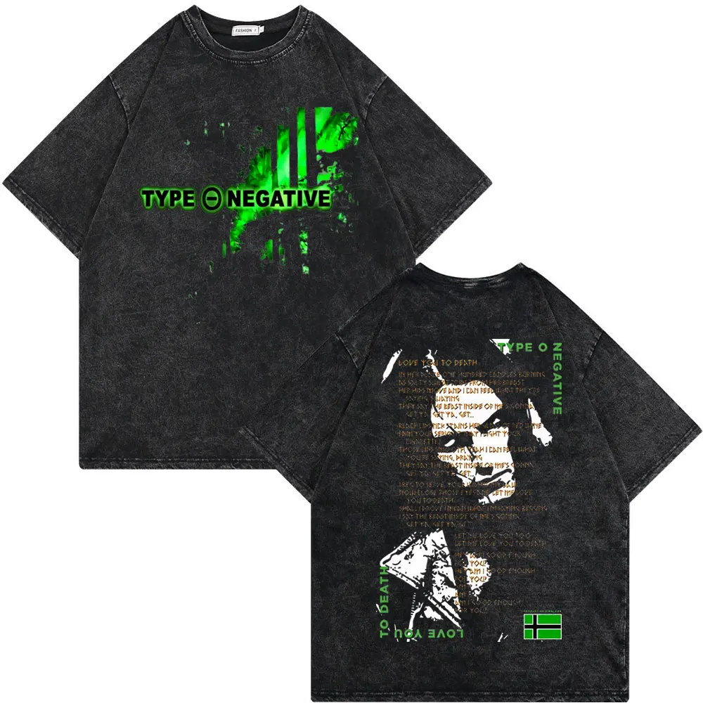 روك باند نوع O سلبي الرجل الأخضر خمر غسلها تي شيرت القوطية المعادن تي شيرتات قصيرة الاكمام الرجال خمر الهيب هوب تي شيرت #1