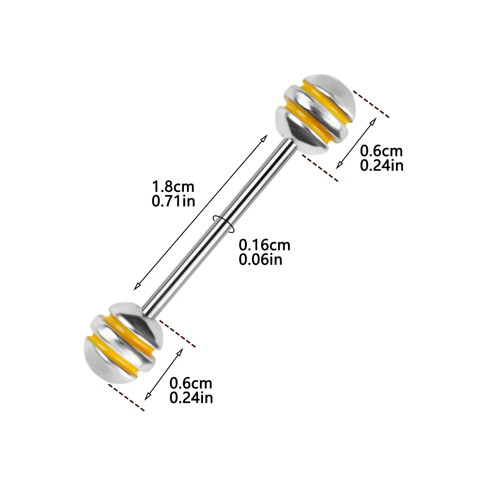 New Tongue Ring Piercing Stainless Steel Tongue Stud Milk Ring Dumbbell Double Ball Nipple Ring Human Body Puncture Jewelry