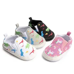 Meckior Spring Autumn Infant Casual Canvas Shoes Unicorn Dinosaurs Baby Boys Girls Shoes Anti-slip Soft Cotton Sole Crib Shoes