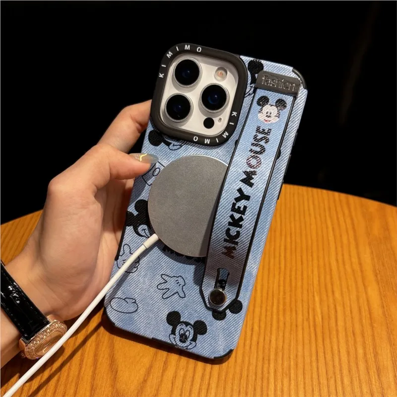 for iPhone 17 16 15 14 13 12 11 Pro Max 14Plus 17Air Phone Case For Magnetic Cartoon Disney Mickey Minnie wristband Unisex Cover view 6