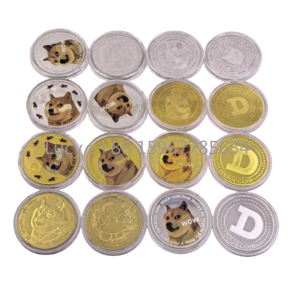 عملة دوجي مطلية بالذهب مطلية بالفضة WOW لطيف دوجي ديكورات المنزل هدايا تذكارية للعملات المعدنية #3