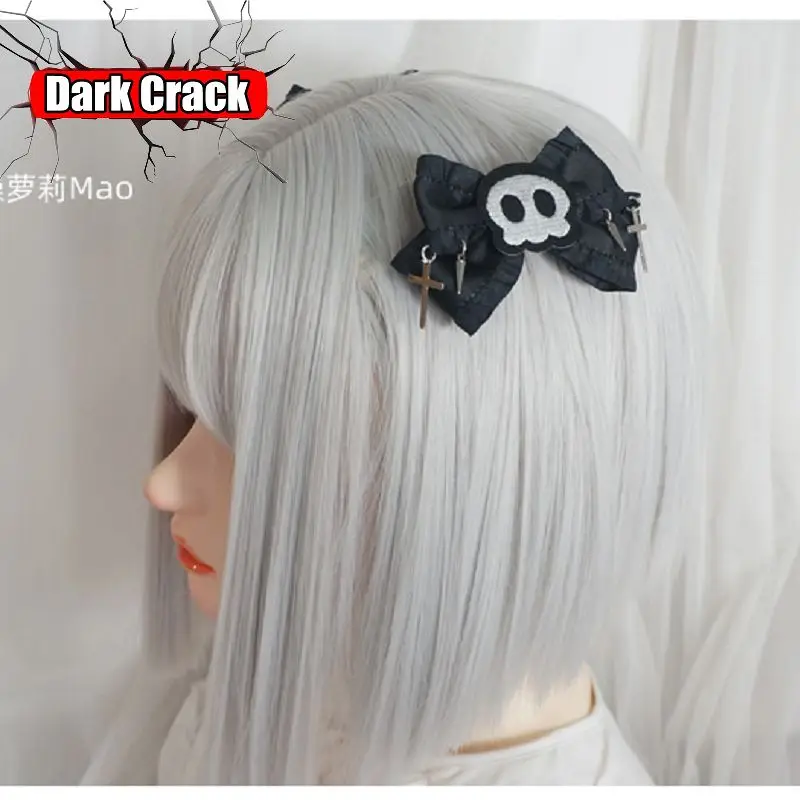 Harajuku Gothic Punk Trendy Landmine Cross Skull Bow Edge Clip Rivets Hair Clip Lolita Spicy Girls Y2k Accessories Women's Pins