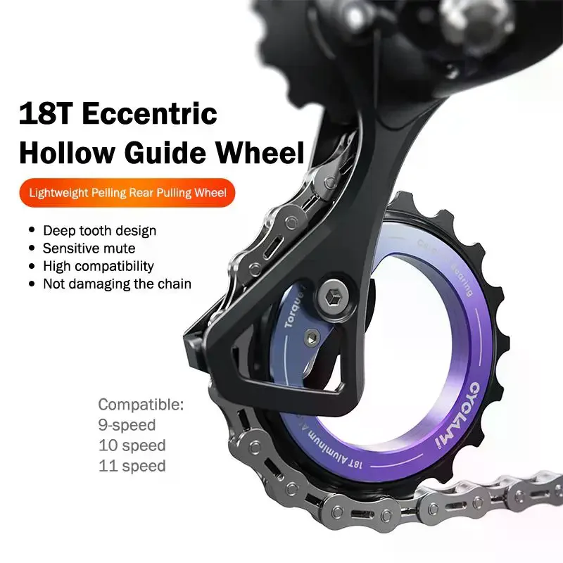 

Hot Sale Bicycle Rear Derailleur Hollow Eccentric Pulley Wheel 18T Bearing For R8000 R7000 DIY Road Bike Crankset