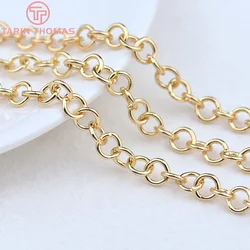 (4449) 2Meters Chain Link 6x1.1MM 24K Gold Color Iron Chains for Necklace Bracelet High Quality Jewelry Findings Accessories