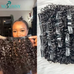 Kinky Curly Seamless Clip Ins Human Hair Burmese PU Clip In Human Hair Extensions Kinky Curly For Black Women 240g Full Head