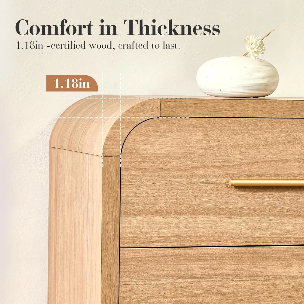23.5" Curved Farmhouse Nightstand Set of 2 3-Drawer Bedroom End Table, Custom - view 6