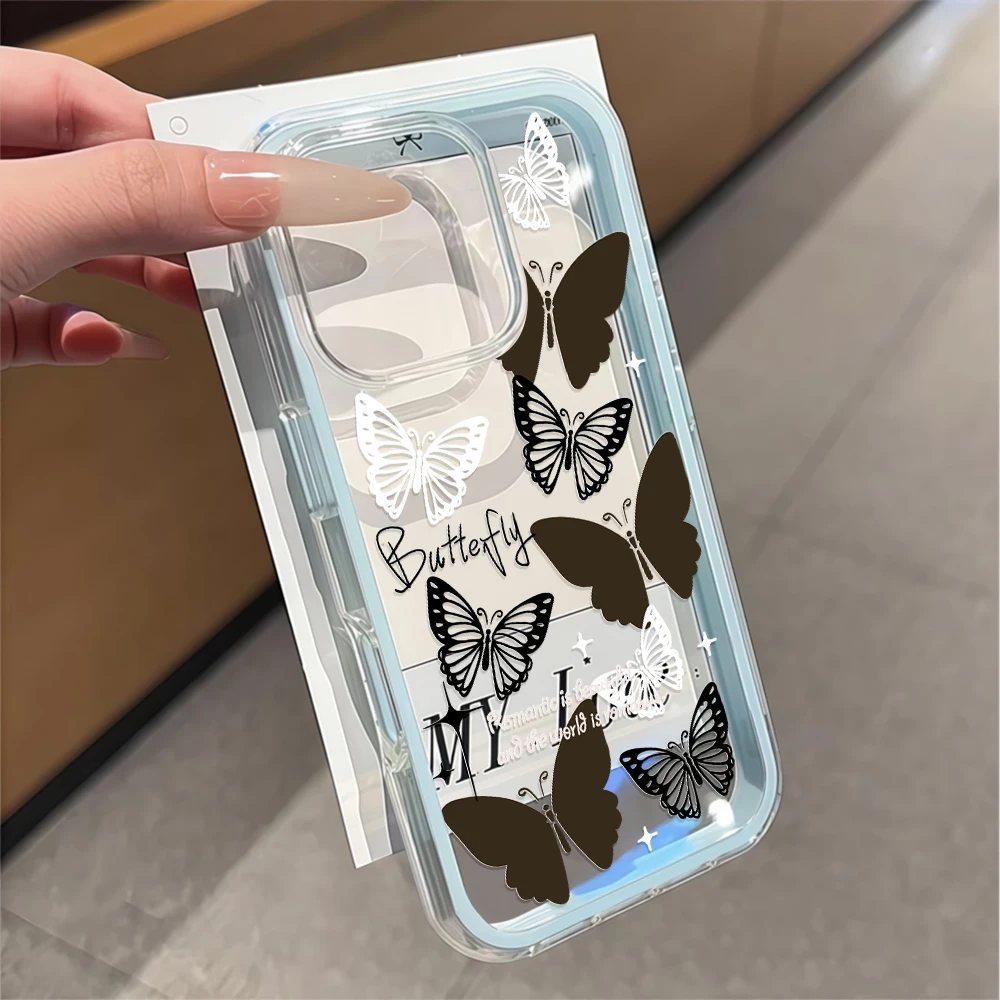 Dreifarbiges, schönes Schmetterlings-Transparent-Handycase für iPhone 16 14 15 Plus 13 14 15 17 16 12 Pro Max Air, durchsichtige weiche Hülle – Detail 2