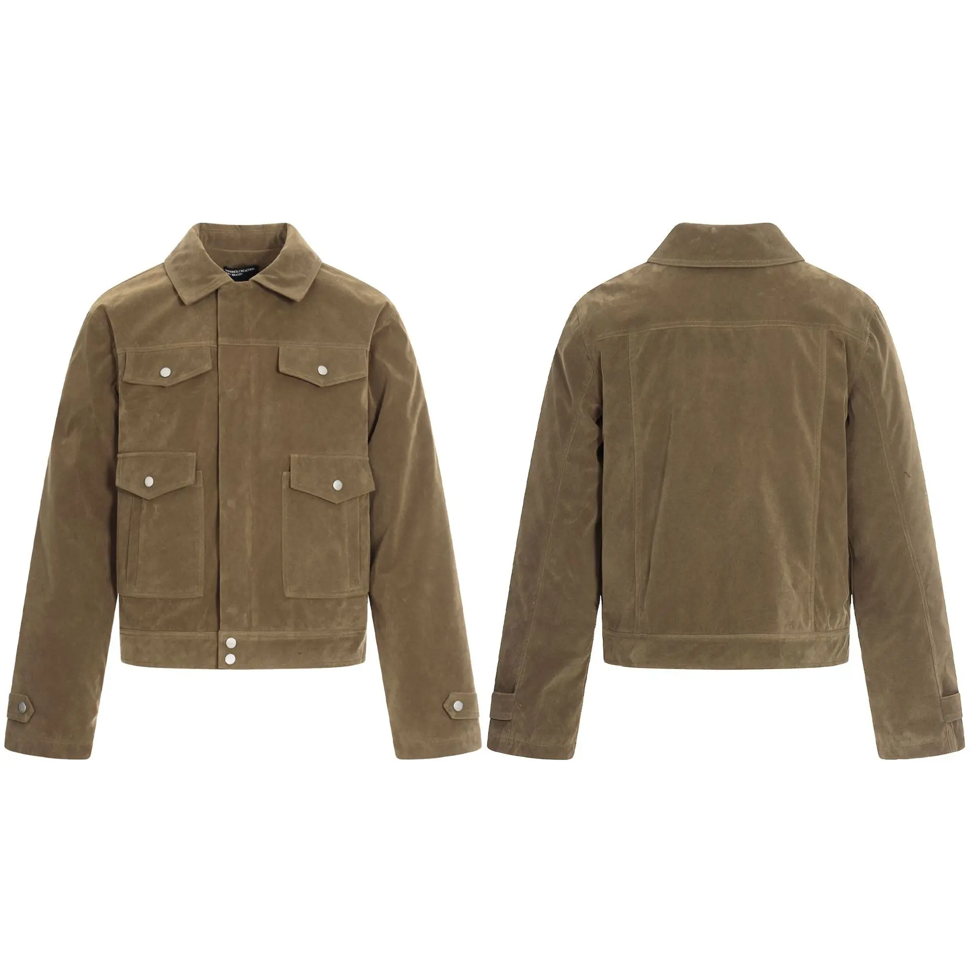 

American Retro Suede Jaet Men's Casual Wide Collar Multi-ket Leisure ort Coat for All Seasons Chinese Manufacturer